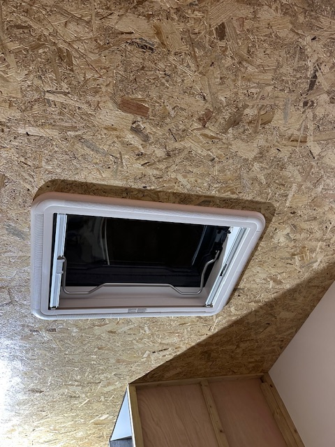 OSB and roof light in camper